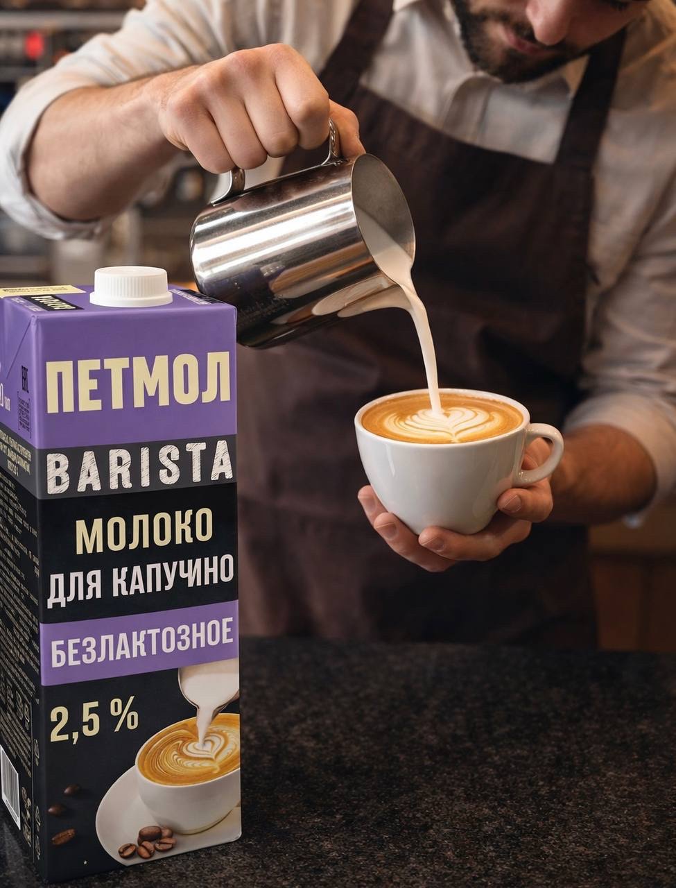 Встречайте новинку! Профессиональное безлактозное молоко ПЕТМОЛ 2.5% для идеальной кофейной пенки!