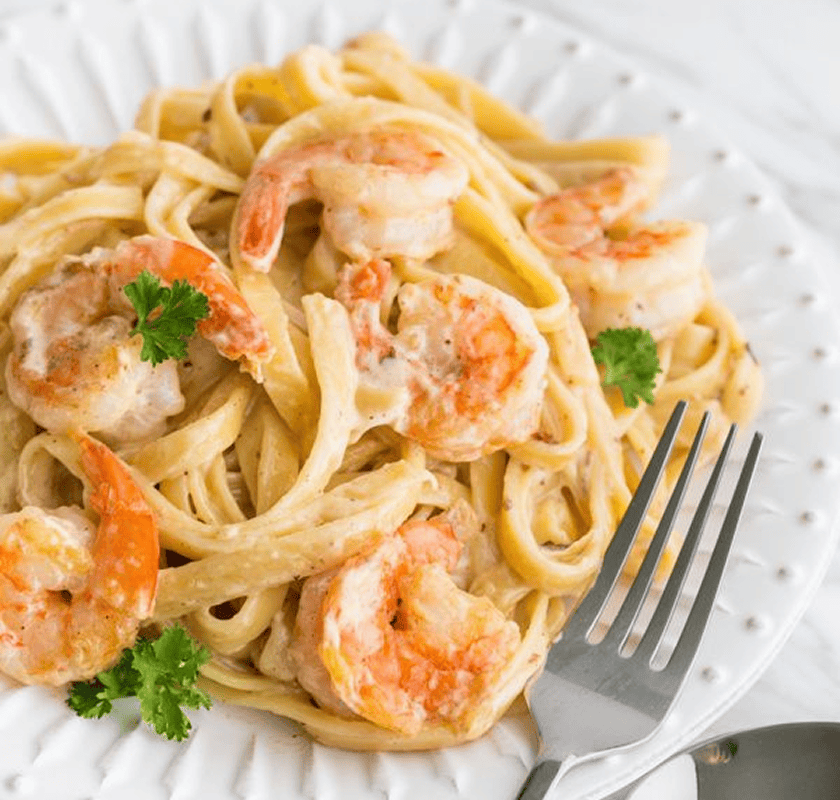 image recipe Феттучини с креветками в сливочном соусе