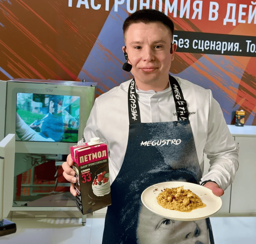 Ризотто с лангустинами, печеным пореем и фурикакэ